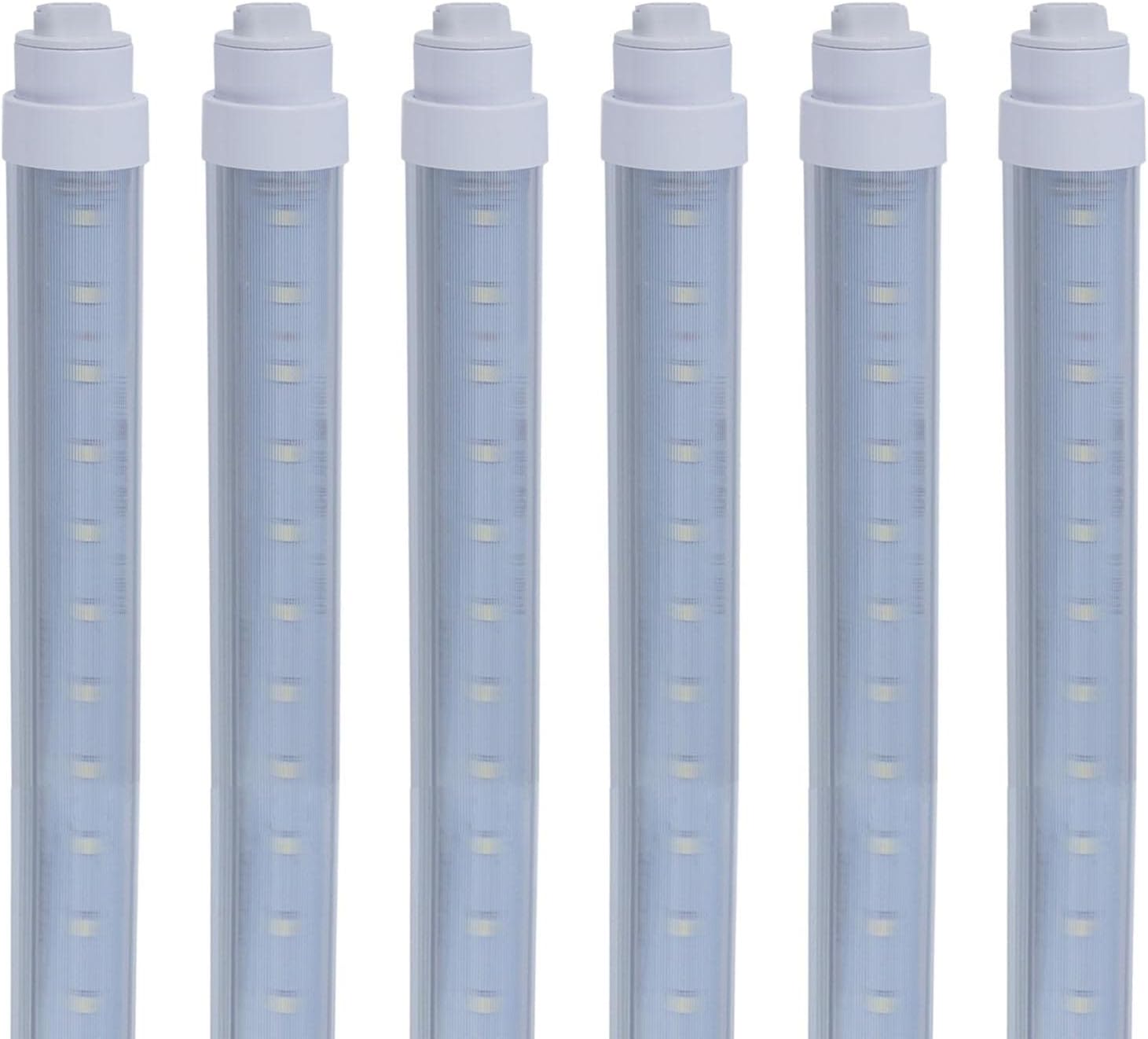 6 Pack T10 4FT 24W Led Tube Light Double Sided 360° Rotatable R17D Base Double Rows Led Ballast Bypass 4 Foot Advertisement Sign Lighting 6500k Cool White Striped Cover 100-277V