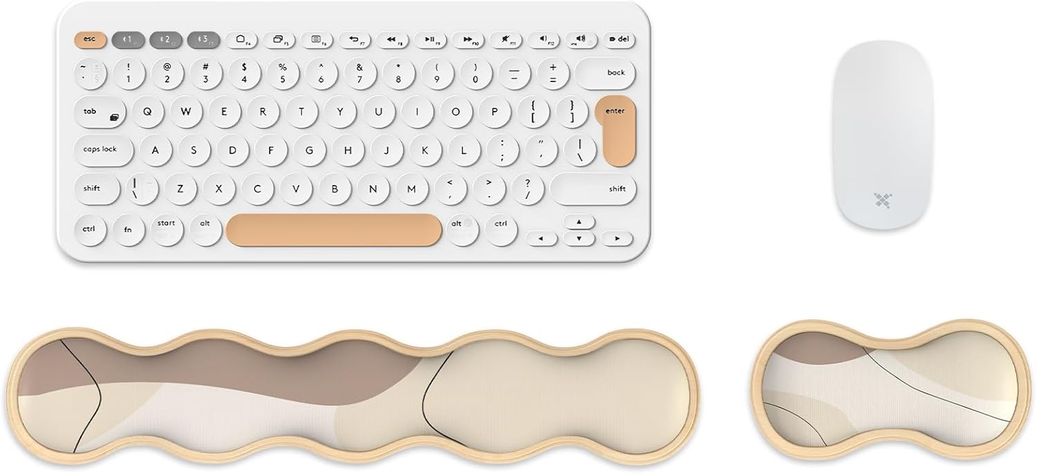 iCasso Keyboard Wrist Rest,2in1 Wooden Ergonomic Gel Wrist