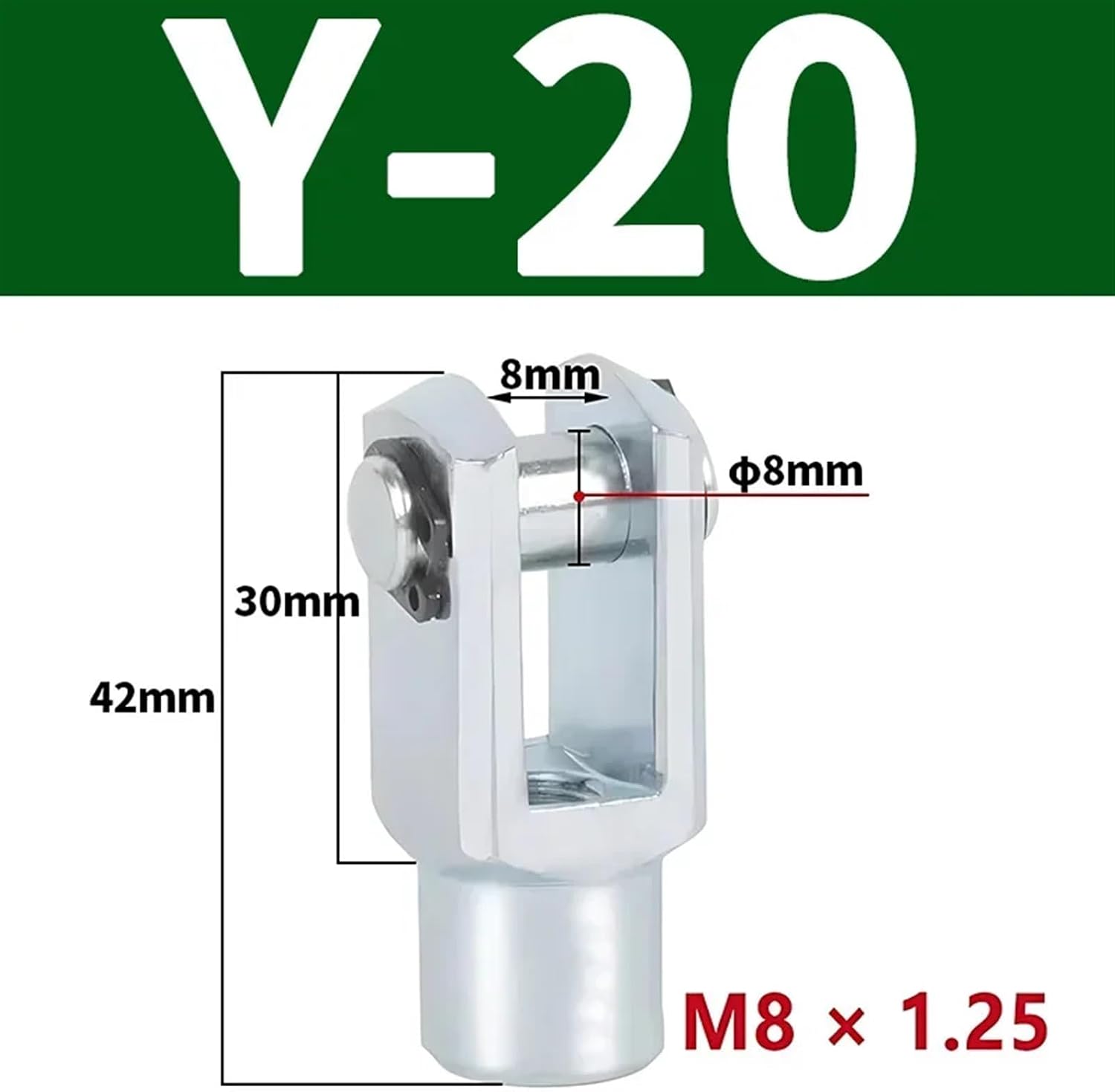 Y Type Joint Pin,I-type SC Standard Cylinder Accessories,I-10 I-16 I-20 I-25 I-32 I-40 I-50 I-63 I-80 MAL/MA Cylinder Fitting (Color : Y-20 (M8x1.25), Size : 5 PCS)