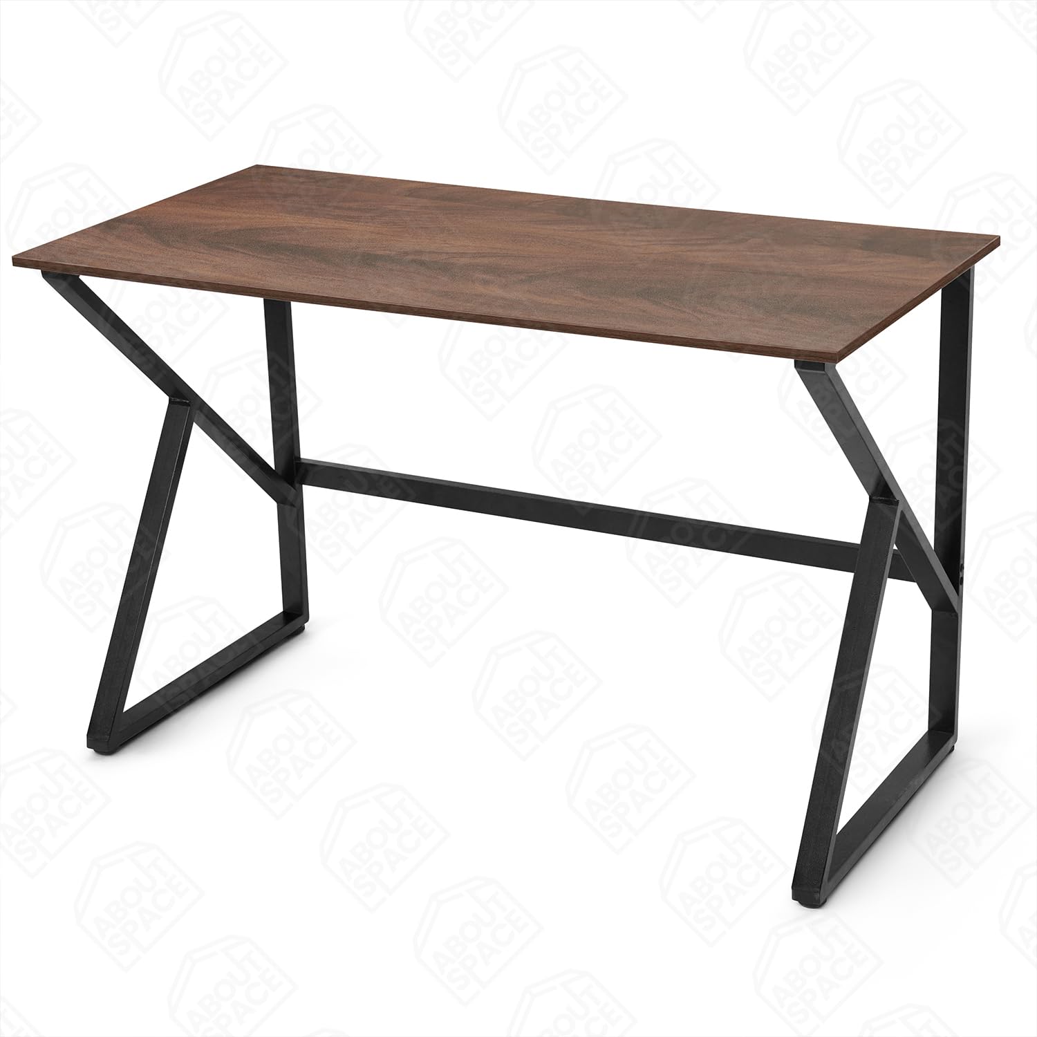 ABOUT SPACE Study Table with Angled Legs Metal Frame Gaming Table - Office Desk for Laptop, PC-Engineering Wood Computer Table (Walnut - L120 x B60 x H77cm)