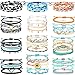 42 Pcs Sunflower Bracelets Surfer Wave Bracelet Handmade Braided Rope Friendship Bracelets Adjustable Bracelets for Women (Delicate Style)