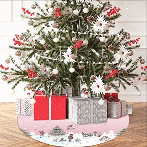 Christmas Tree Skirt Pink Dancer Print Tree Skirt 48Inch Xmas Winter Tree Skirt For Christmas Indoor Outdoor Decorations #TOP3