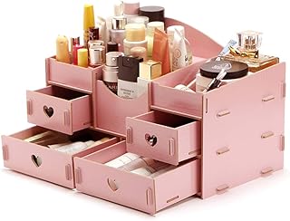 منظم مكياج لتخزين المجوهرات ومستحضرات التجميل متعدد الوظائف 4 ادارج و 3 ارفف يحتوى على مساحات متعددة لترتيب مستحضرات التجميل ومستلزمات العناية بالبشرة والشعر وأدوات المكياج والأكسسوارات