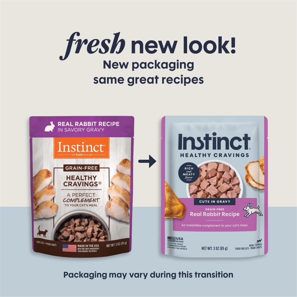 Nature's Variety Instinct Healthy Cravings - Decoración Natural para Gatos con Receta de Conejo Real sin Granos, Bolsas de 3 onzas (Caja de 24)