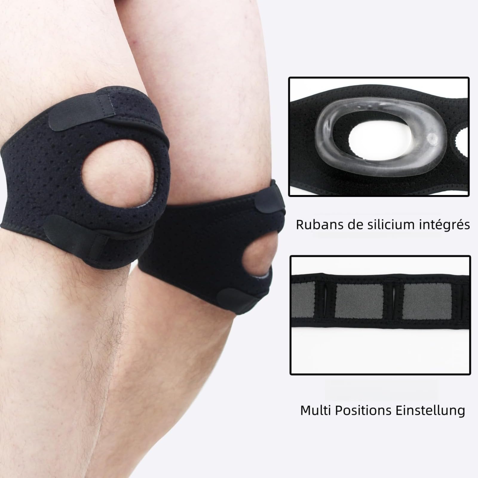 Axenalab Genouillère Rotulienne NeuroGenoux Du Genou Pendant Vos Mouvements Soutien Et Confort Pour Sportifs Pour Course Et TennisArthrite Rotule (Gris)