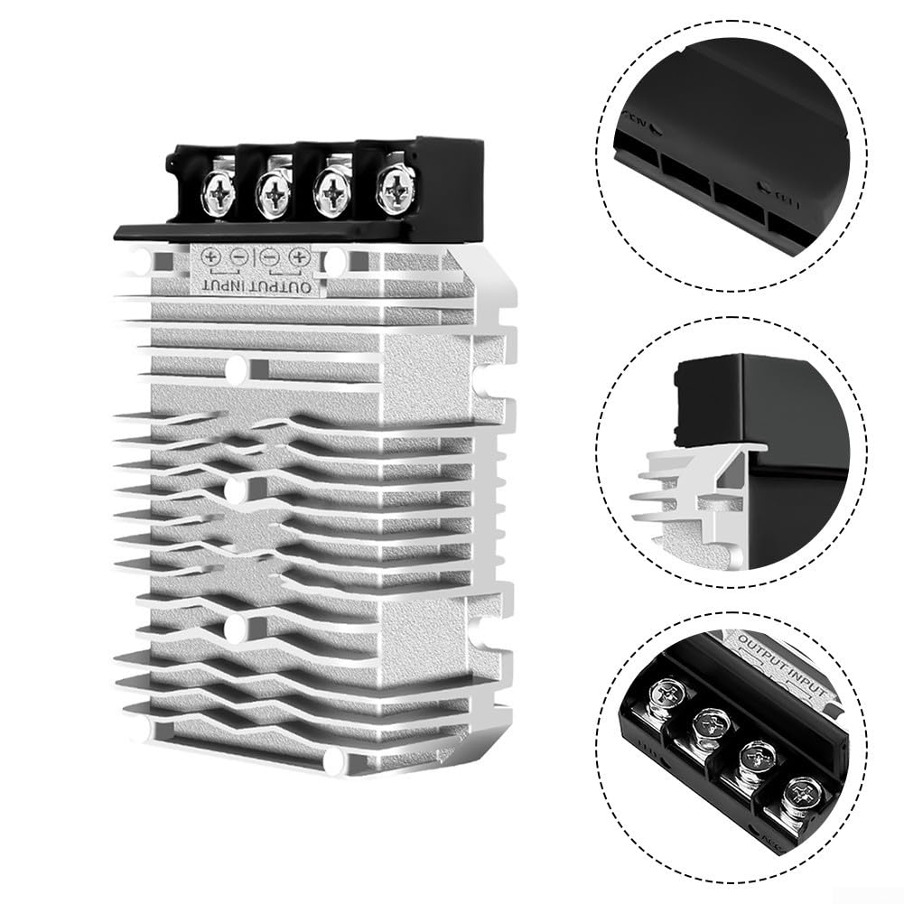 DC Spannungsregler-Wandler, DC 48 V auf 12 V, 50 A/60 A, Step-Down-Transformator-Modul mit Gehäuse aus Aluminiumlegierung, für Golfwagen, Elektrofahrzeuge (50 A)