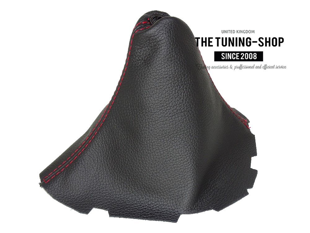 The Tuning-Shop for Toyota AURIS E150 2006-2012 Shift Boot Black Genuine Leather RED Stitching