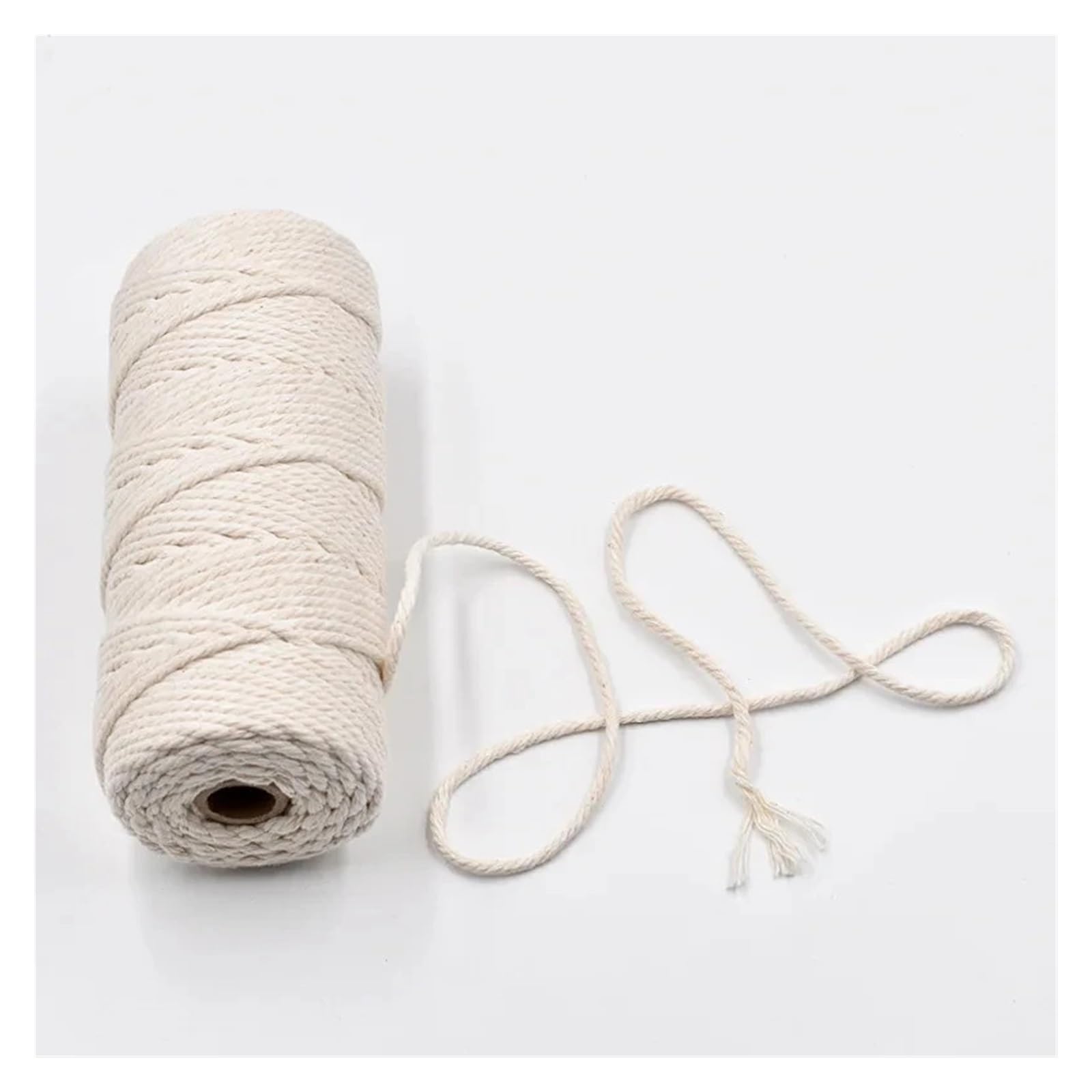Sznurek bawełniany, Cotton Macrame Cord Braided Round 1-6mm 100-200m For DIY Crafts And Plant Hangers(2mm,200m)