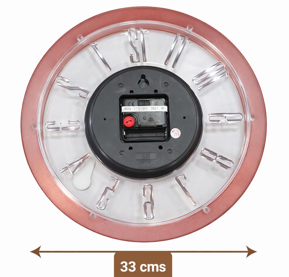 Image of Solar Wooden Finish Wall Clock, Fancy Wall Clock Silent (Non-Ticking) Movement, 13'', Decorative Clock for Living Room Stylish Home, Office, Bedroom, Kitchen