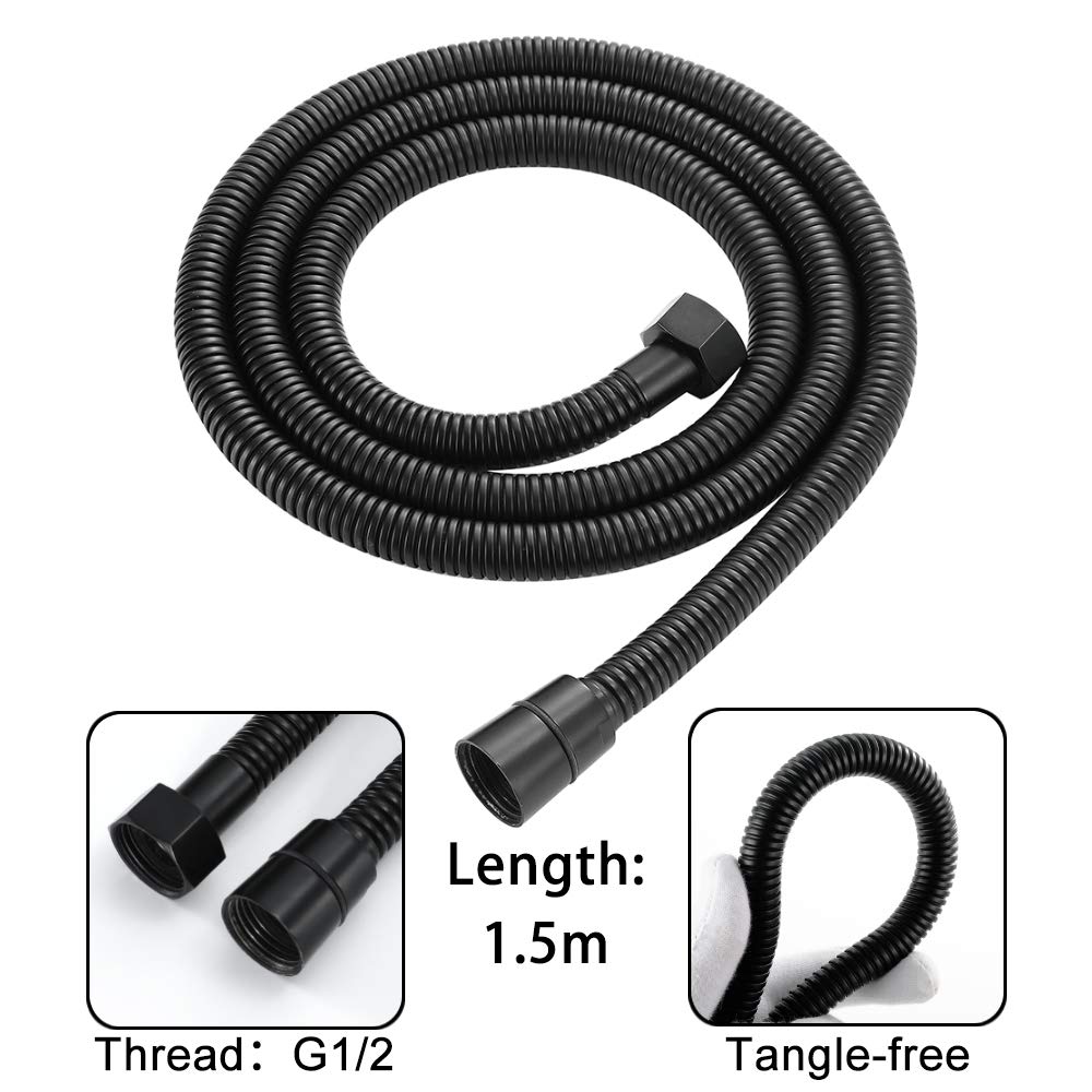 Soffione Doccia Nero Universale ABS Doccetta per Doccia con 3 modalità di Funzione, Telefoni Doccia Alta Pressione Doccetta per Vasca con ABS Supporto Doccia, 1.5M Tubo Doccia