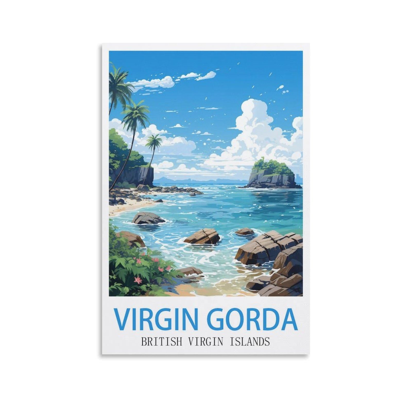 EZMLFA Diamond Art Kits Adults,Virgin Gorda,5D Dimond Picture, Crystal Gem Art Crafts for Boys Girls, DIY Mosaic Creations Set for Home Decor 50x60cm