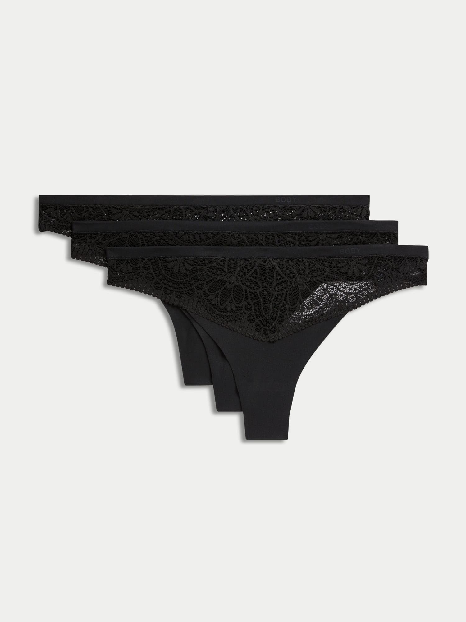 Marks & Spencer Tangas de Encaje Body Soft™ para Mujer Pack de 3, con Elasticidad