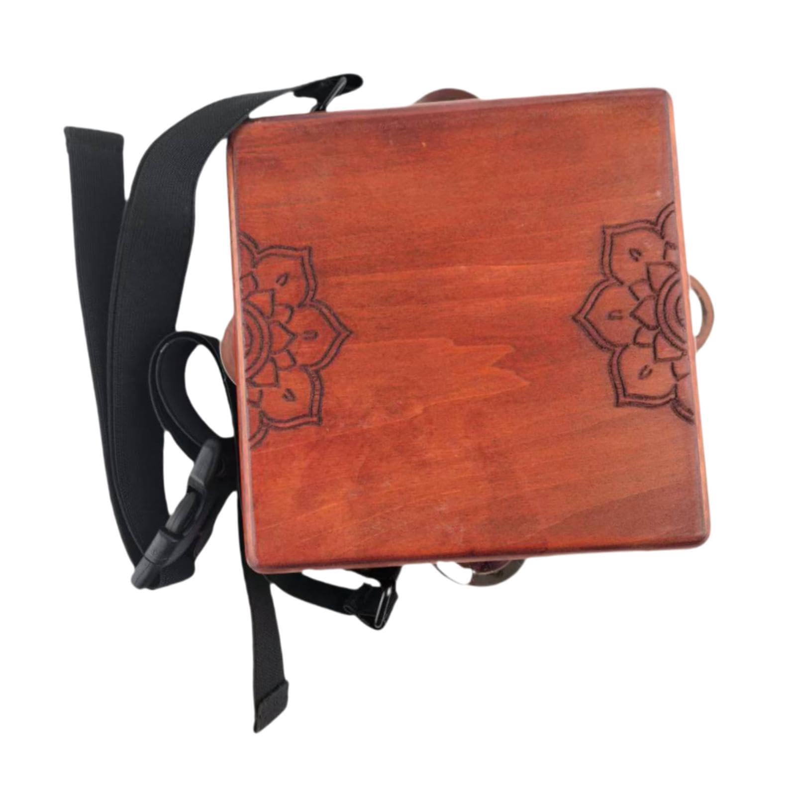 Amagogo Tambor de Mano de Madera de Dos Tonos, Instrumento de Percusión, Caja de Metal, Pandereta