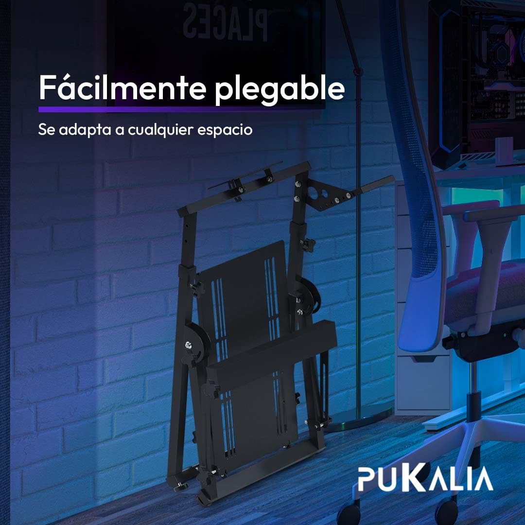 Pukalia Soporte para volante Logitech G29 G920 G923 Plegable, Con soporte caja de cambios y sujeción para Silla Gaming, Thrustmaster T150 T300 TX T500 TH8A, PS4 PS5, Xbox Fanatec Clubsport Cockpit V1