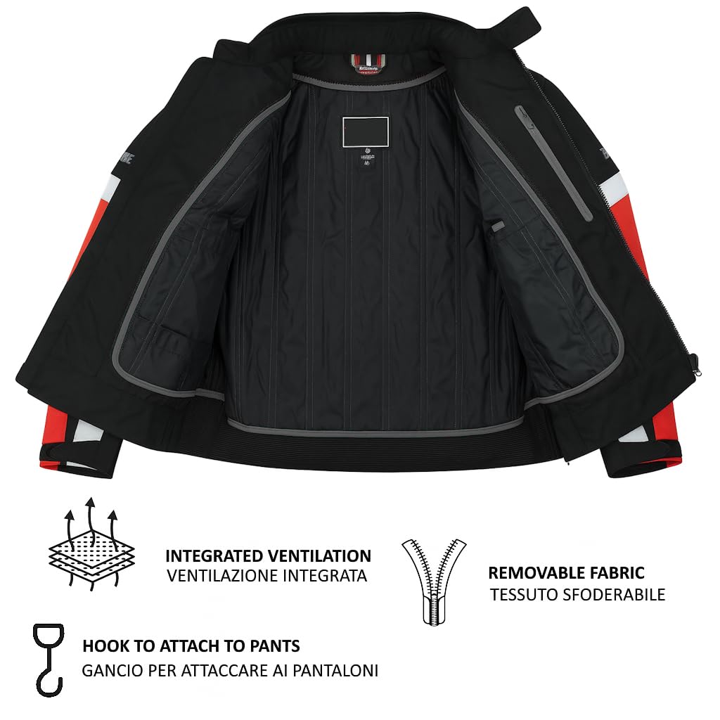 BI ESSE Giacca da Moto Giubbino Impermeabile con Protezioni CE Sfoderabile Con Ventilazione Integrata 4 Stagioni