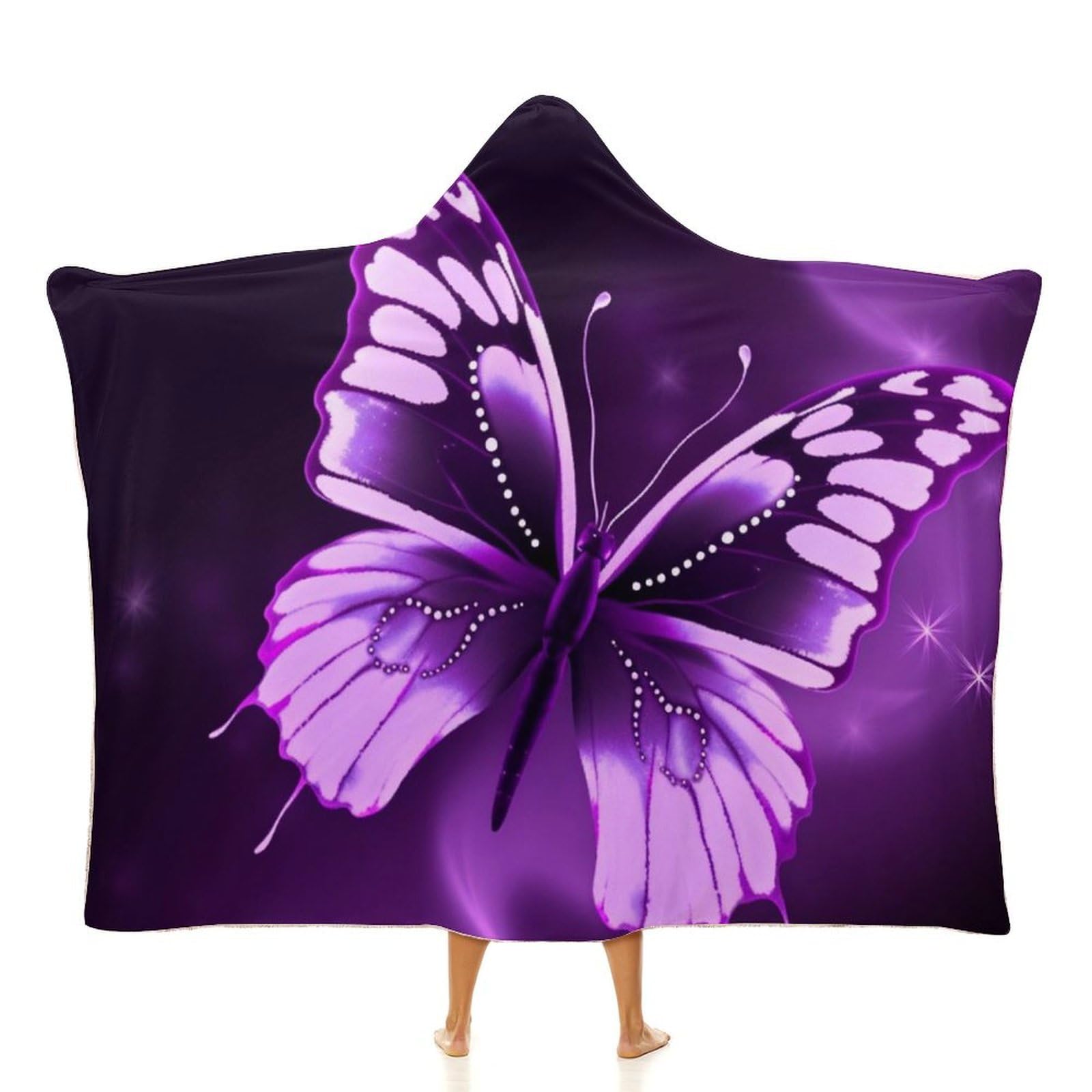 Couverture à capuche papillon violet anti-froid pour bureau et voyage