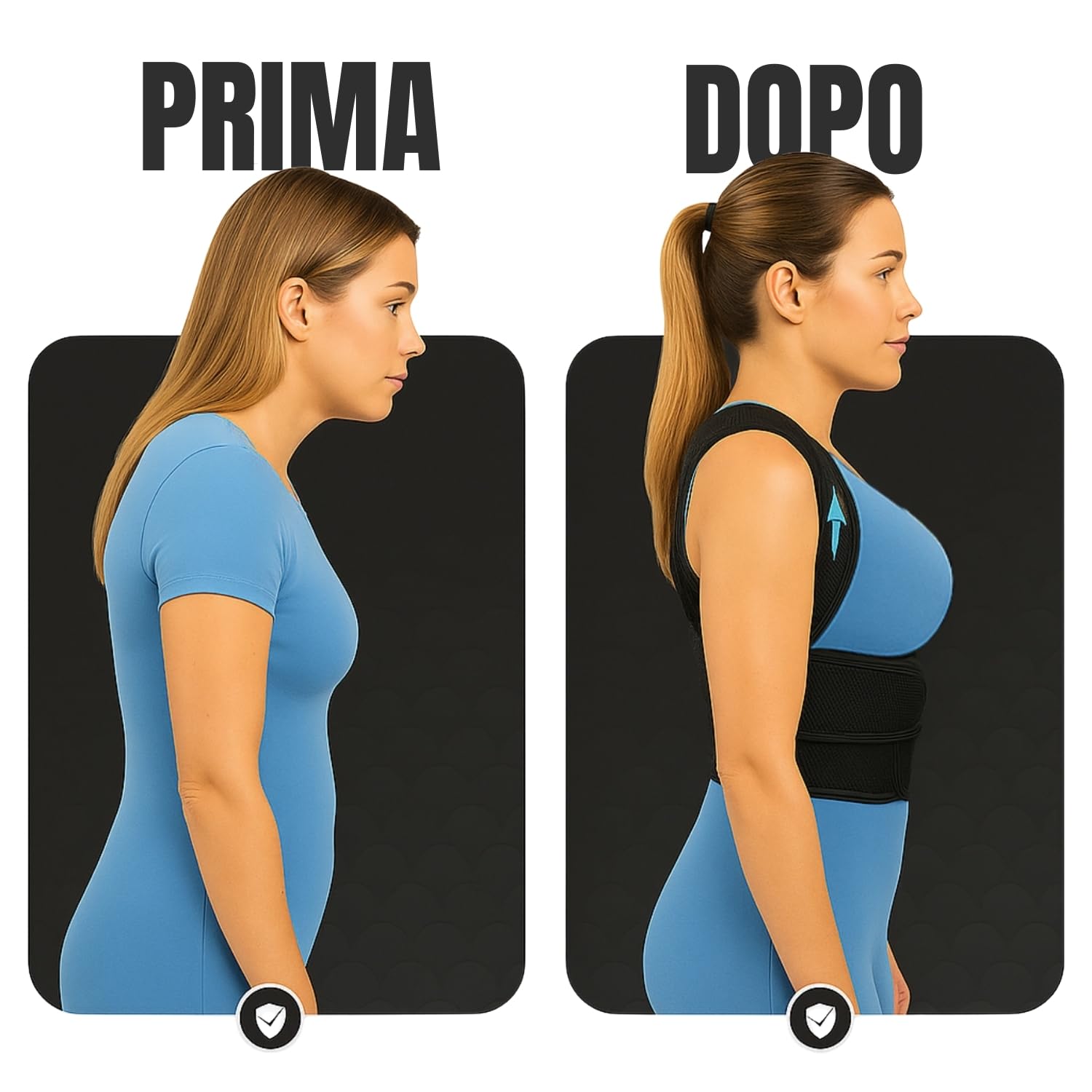 Roar® Busto correttore posturale uomo donna – Fascia posturale spalle e schiena – Raddrizza schiena e spalle – Dispositivo postura corretta traspirante regolabile