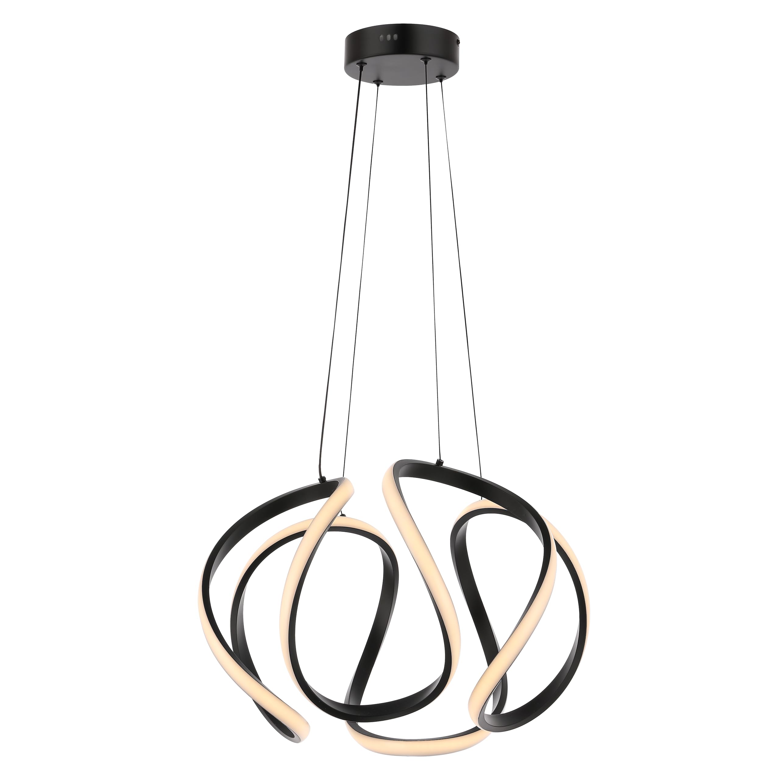 JONATHAN YJYL1703A Euphoria 18.5" 1-Light Contemporary Designer Aluminum/Iron Scribble Integrated LED Pendant Light Modern, Eclectic, Minimalist, Office, Living Room, Dining Room, Bedroom, Black