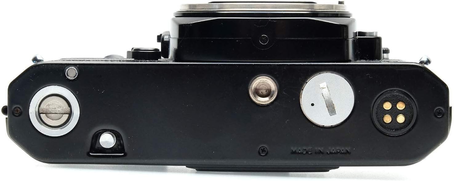 Nikon FE2 film SLR camera with black body; no lens