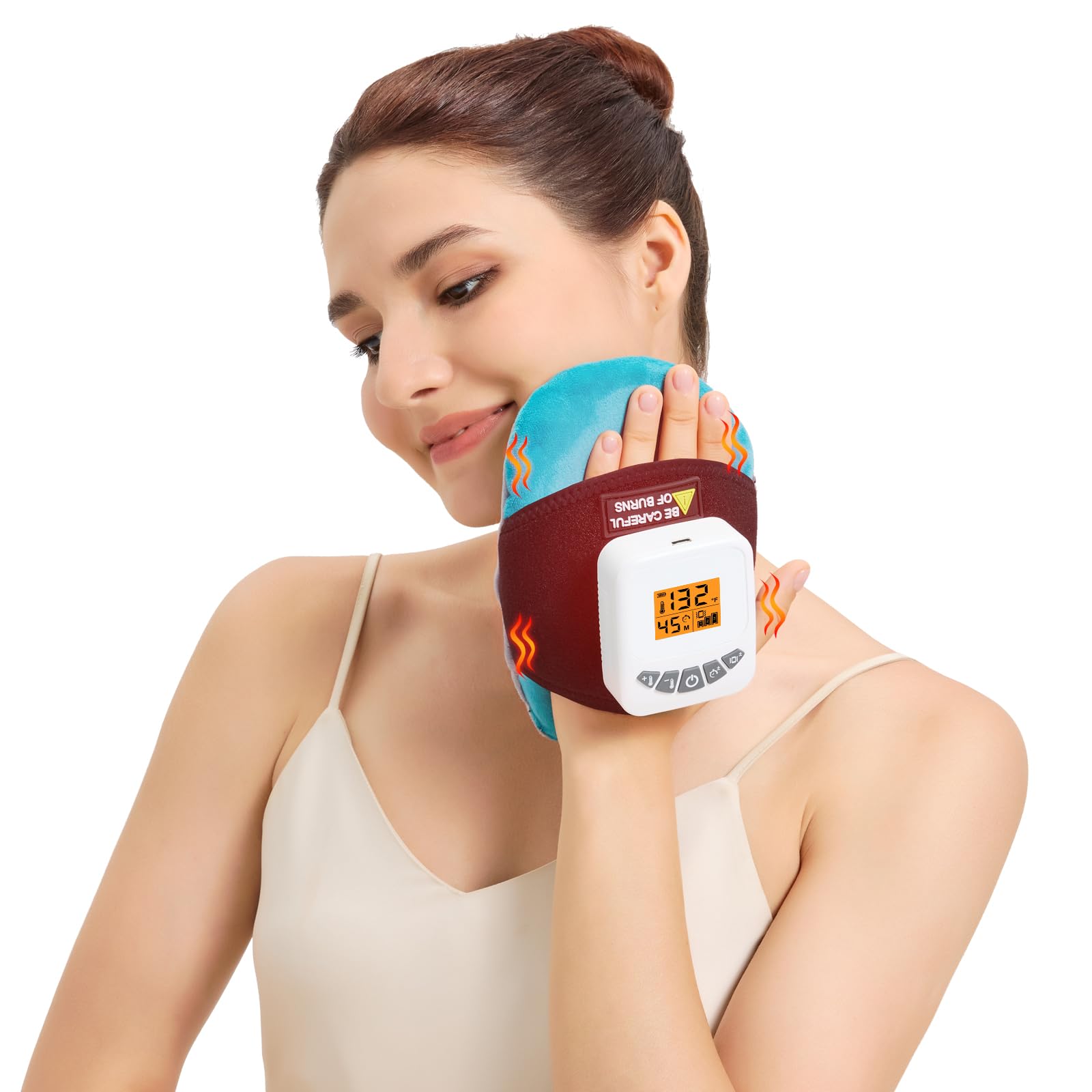 Cordless Multi Purpose Heating Pad with Massage for Muscle Joint Pain Relief, 5000mAh Battery Portable Handheld Heated Massager Pad for Neck, Face, Wrist, Hand(104℉-140℉)