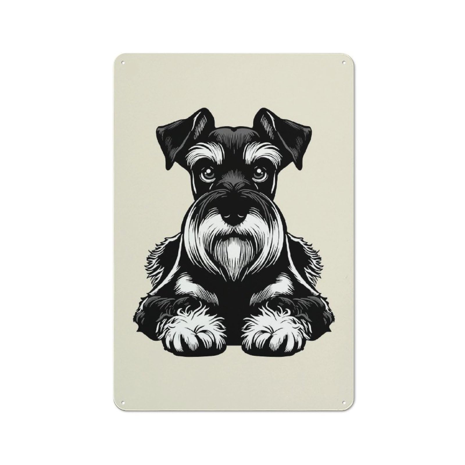 Junmoney Style-11 Retro-Style Tin Sign 30X20cm Featuring Miniature Schnauzer(2) For Hallway Wall, For Garage, Workshop And Man Cave Decoration