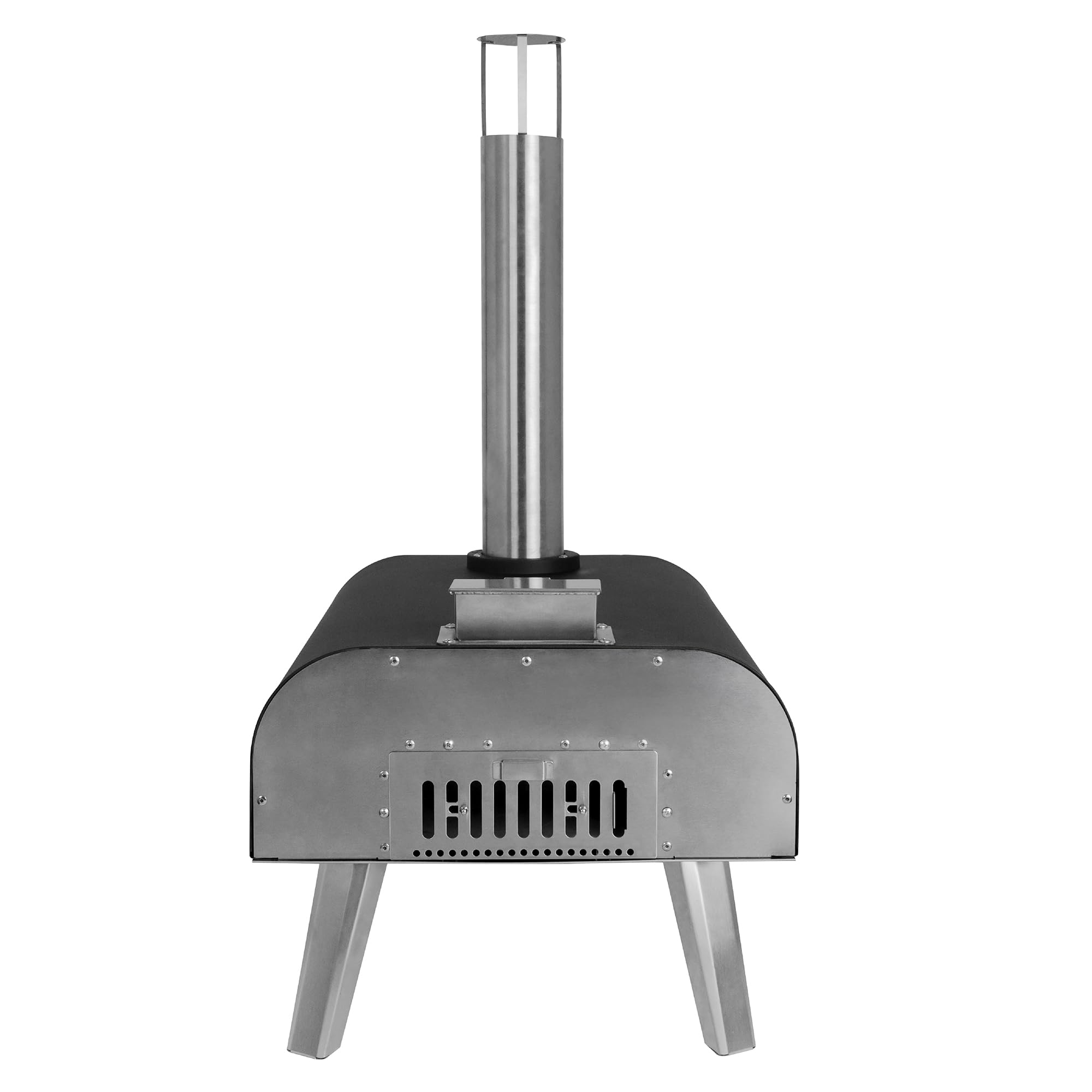 George Foreman Forno per pizza a pellet di legno portatile da esterno da 40,6 cm, nero, con pagaia e borsa per il trasporto, forno per barbecue e affumicatore, gambe pieghevoli GFWPPO2BPC
