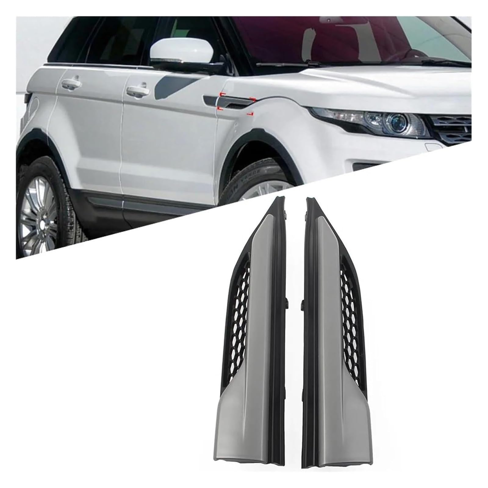 Griglia anteriore per auto Griglia paraurti anteriore per Land per Rover,per Range,per Evoque 2012-2019,2 pezzi,grigia,per griglia parafango auto
