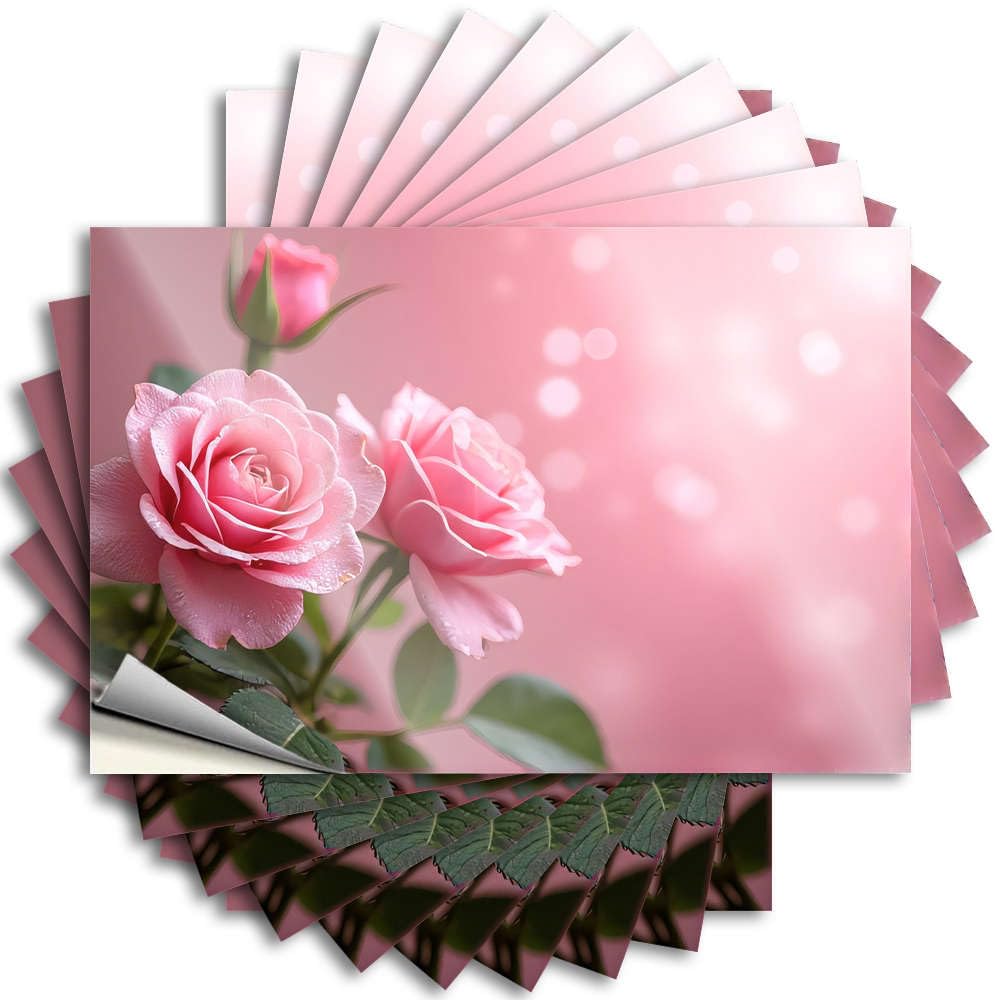 Fzfn Men's Colour Kitchen Sets Decals Durable Wall | Pink Roses On A Soft Pink Background Feminist Self Adhesive Sticker For Inside Diy(6X9cm)