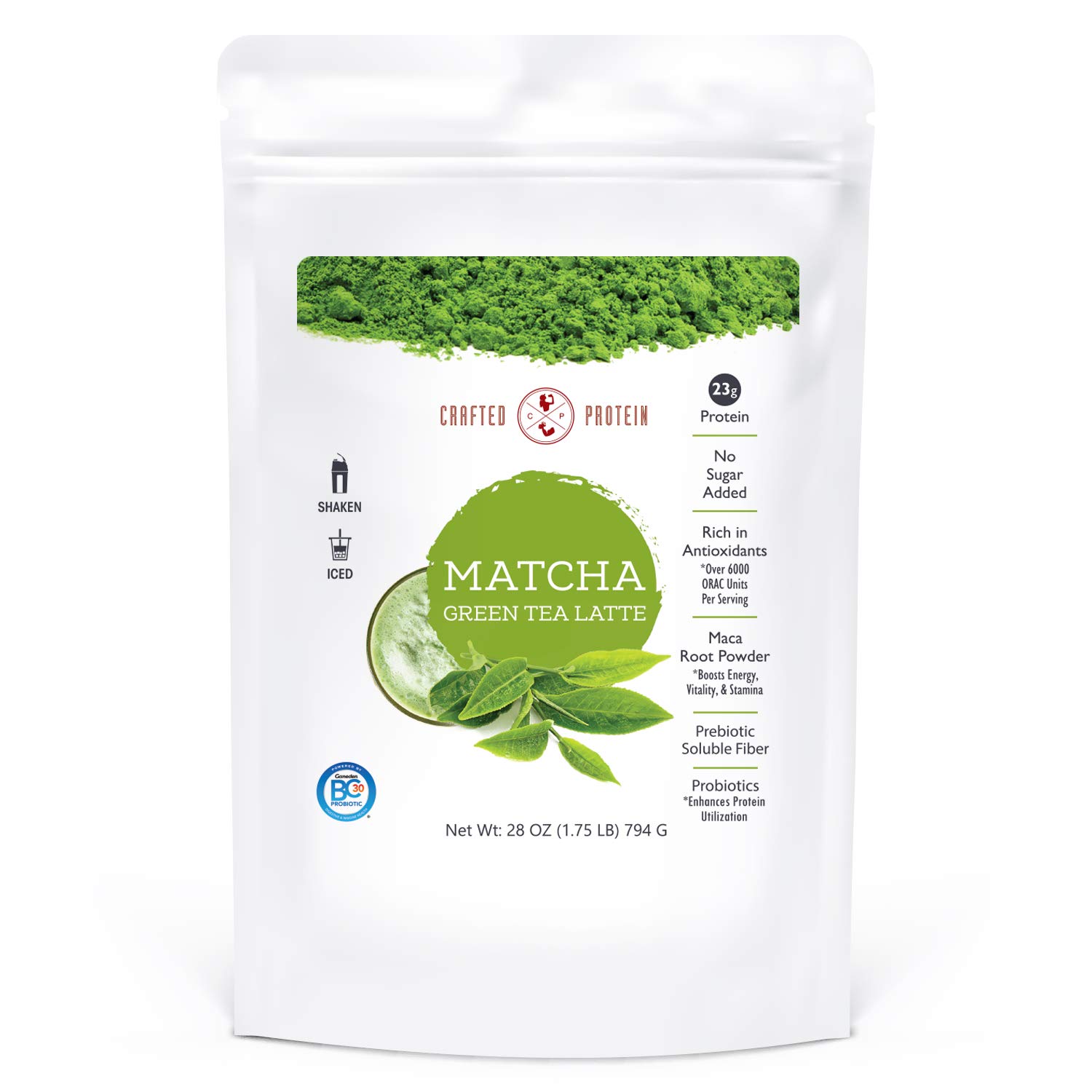 Buy Crafted Protein Matcha Green Tea Latte Grass Fed Whey Protein