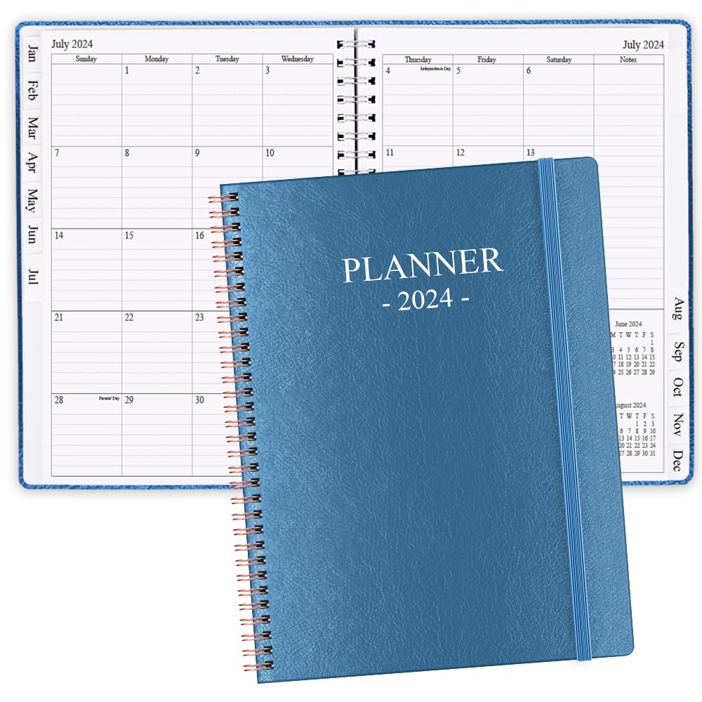 Planificateur 2023-2024 – Agenda hebdomadaire et mensuel A4 et journal pour suivre les objectifs, parfait pour organiser votre vie quotidienne, 22,9 x 27,9 cm, bleu