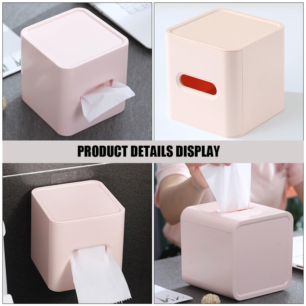 GALPADA Quadratische Kunststoff Taschentuchboxen Robust und Einfach zu Benutzen 2 Stück Pack mit Deckel Stilvolles Design für Schlafzimmer und Zuhause