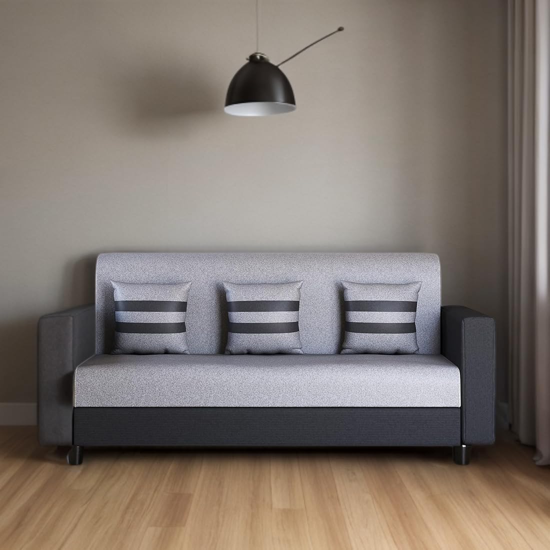 HANDWOOD FURNITURE 3 Seater Fabric Sofa Set for Living Room Furniture | Fabric 3 Seater Sofa Set | Sofa for Home & Office | Fabric Color:- Grey & Black (B0D2N2B41F) Amazon Price History, Amazon Price Tracker