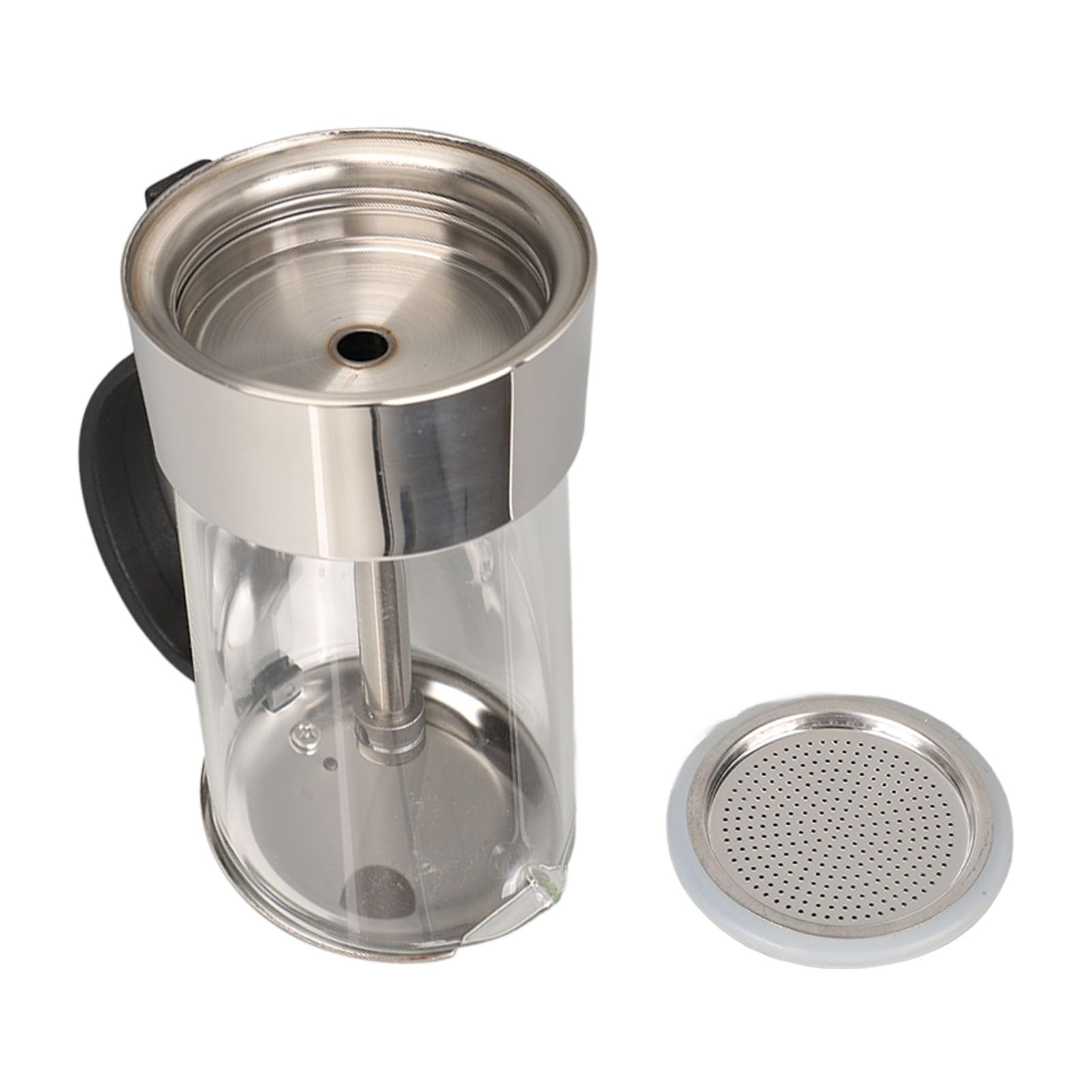 Pentola con Piano in Vetro Caffettiera da 4 Tazze in Acciaio Inossidabile Design Italiano per Induzione Gas Elettrico Ceramica Coperchio in Vetro Borosilicato Ha