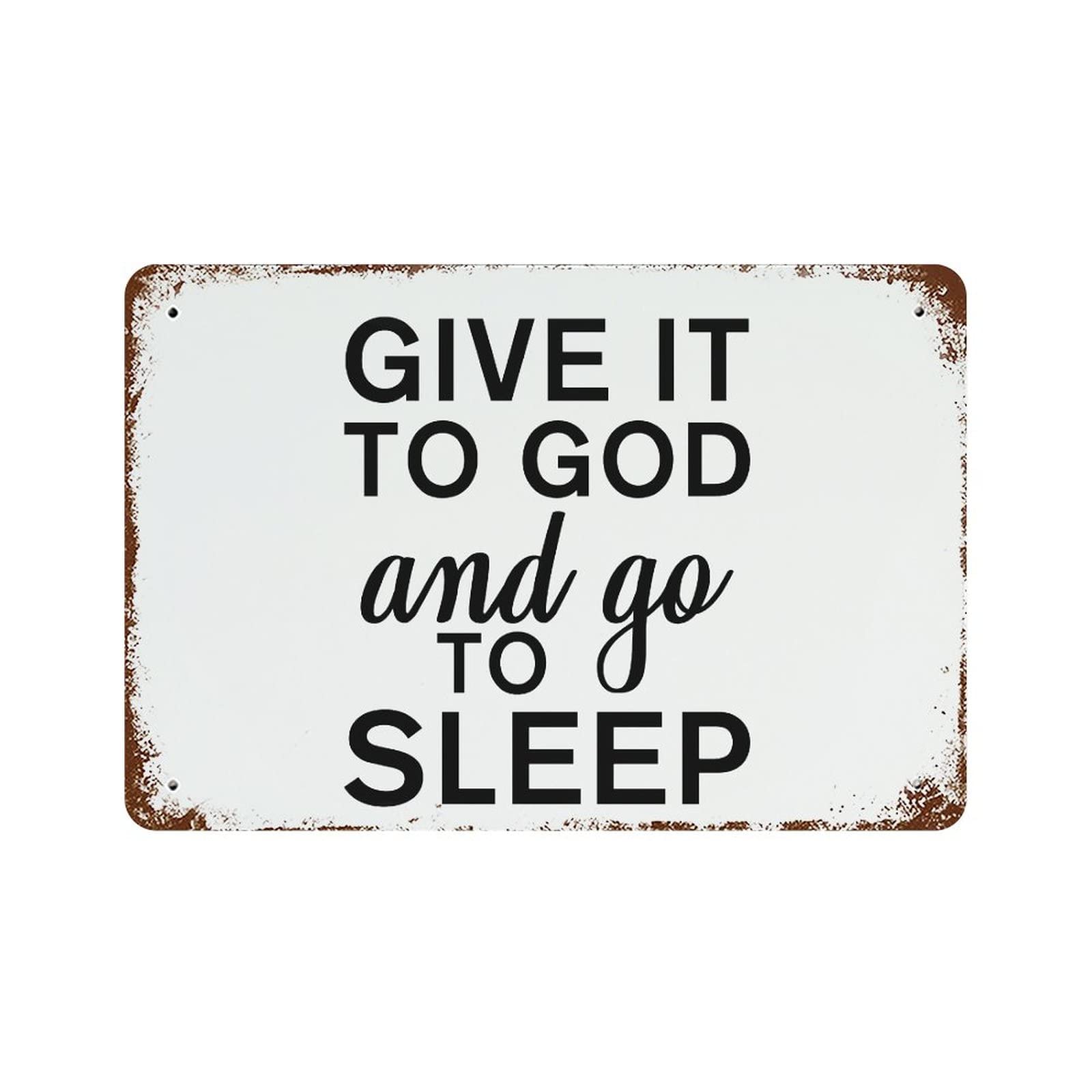 Plaque en métal Give It to God rétro 30x45 cm pour déco de chambre