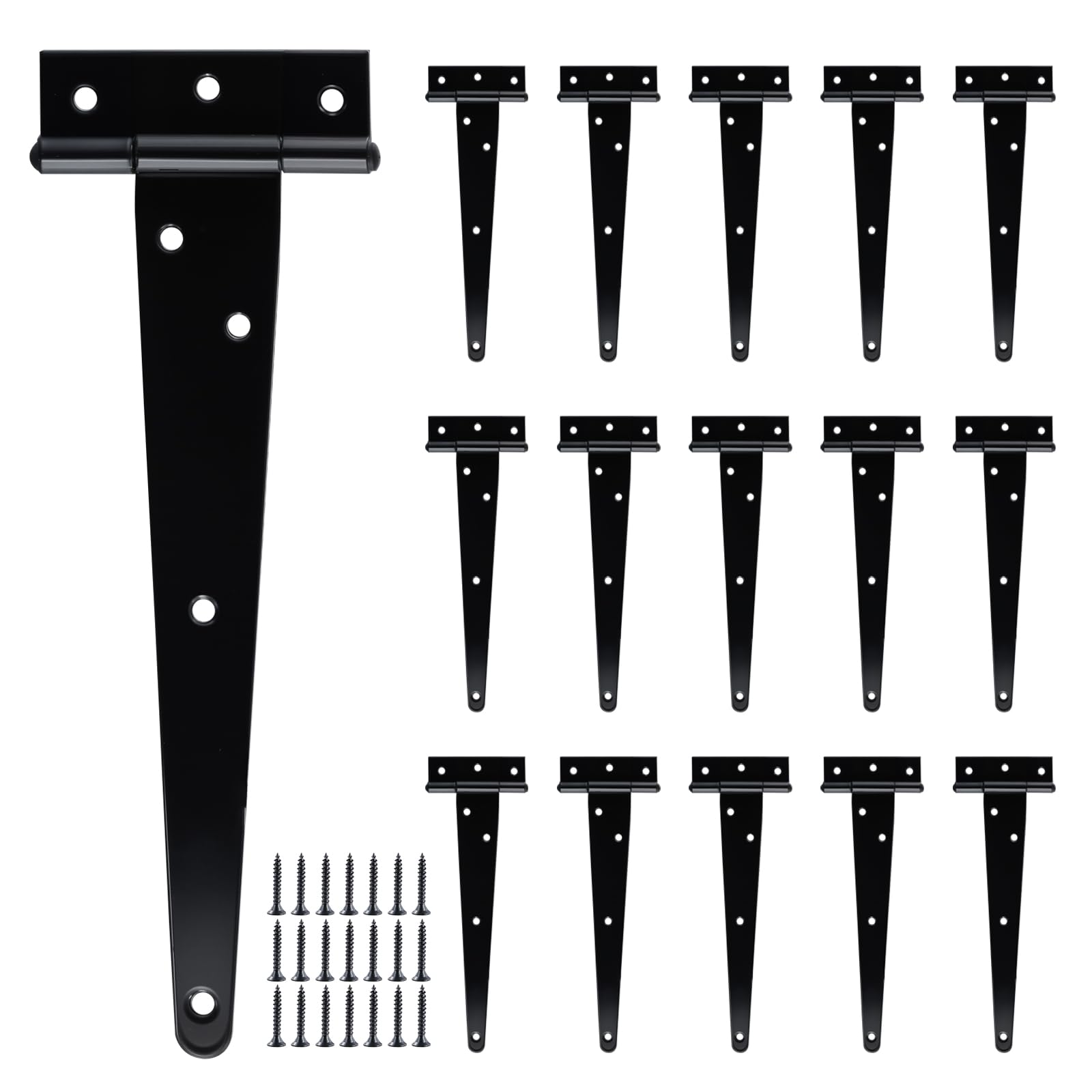 Jiayuet Black 16 Pcs 200Mm T Hinges Gate Hinge, 8 Inch Shed Door Hinges For Gate Window