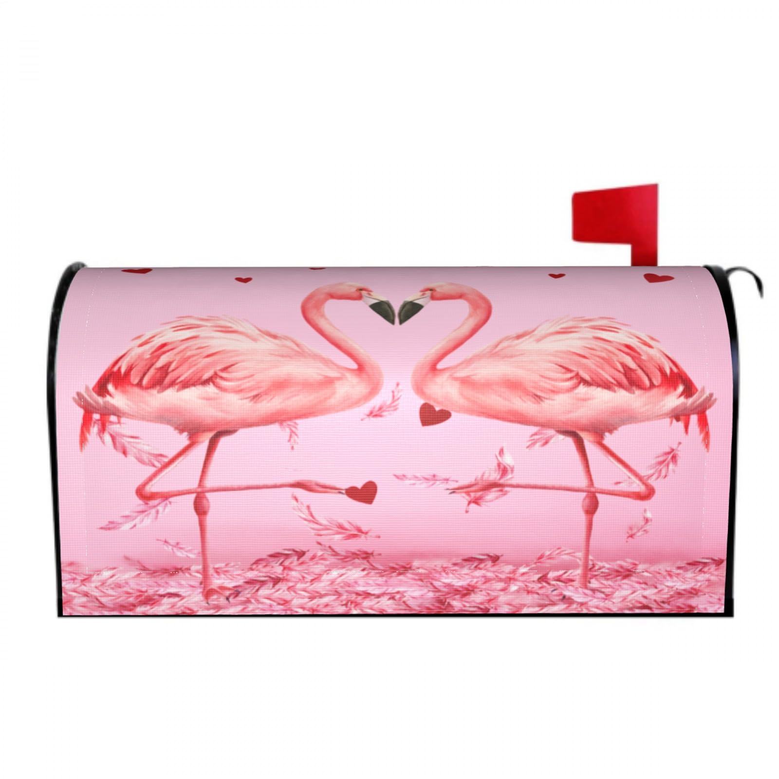 Valentines Flamingo Mailbox Covers Magnetic Wraps Post Letter Box Cover Garden Home Decor 25.5x21 in