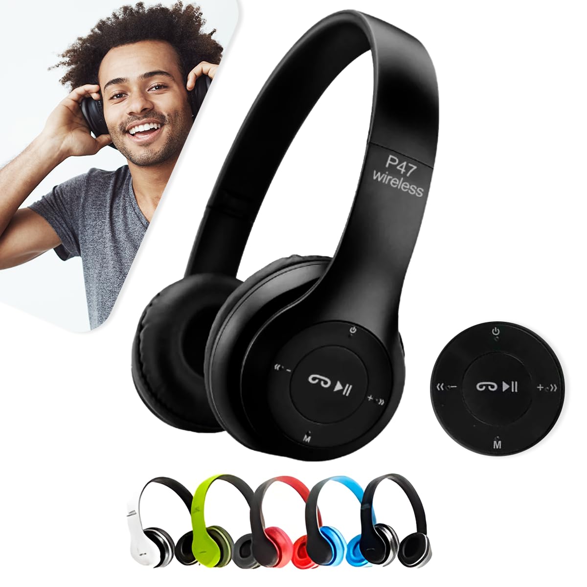 Fone de Ouvido Bluetooth Wireless 5.0 com Micro SD - Headphone Over-Ear com Conexão Sem Fio, Almofadas Confortáveis e Controles Integrados (Azul)