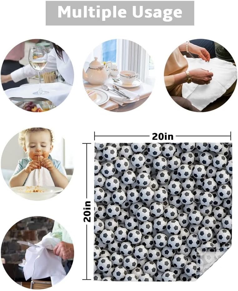 Sport Football Texture Cloth Napkins Set Festive Banquet Wedding Decor Tea Towel Kitchen Dinner Table(8pcs)