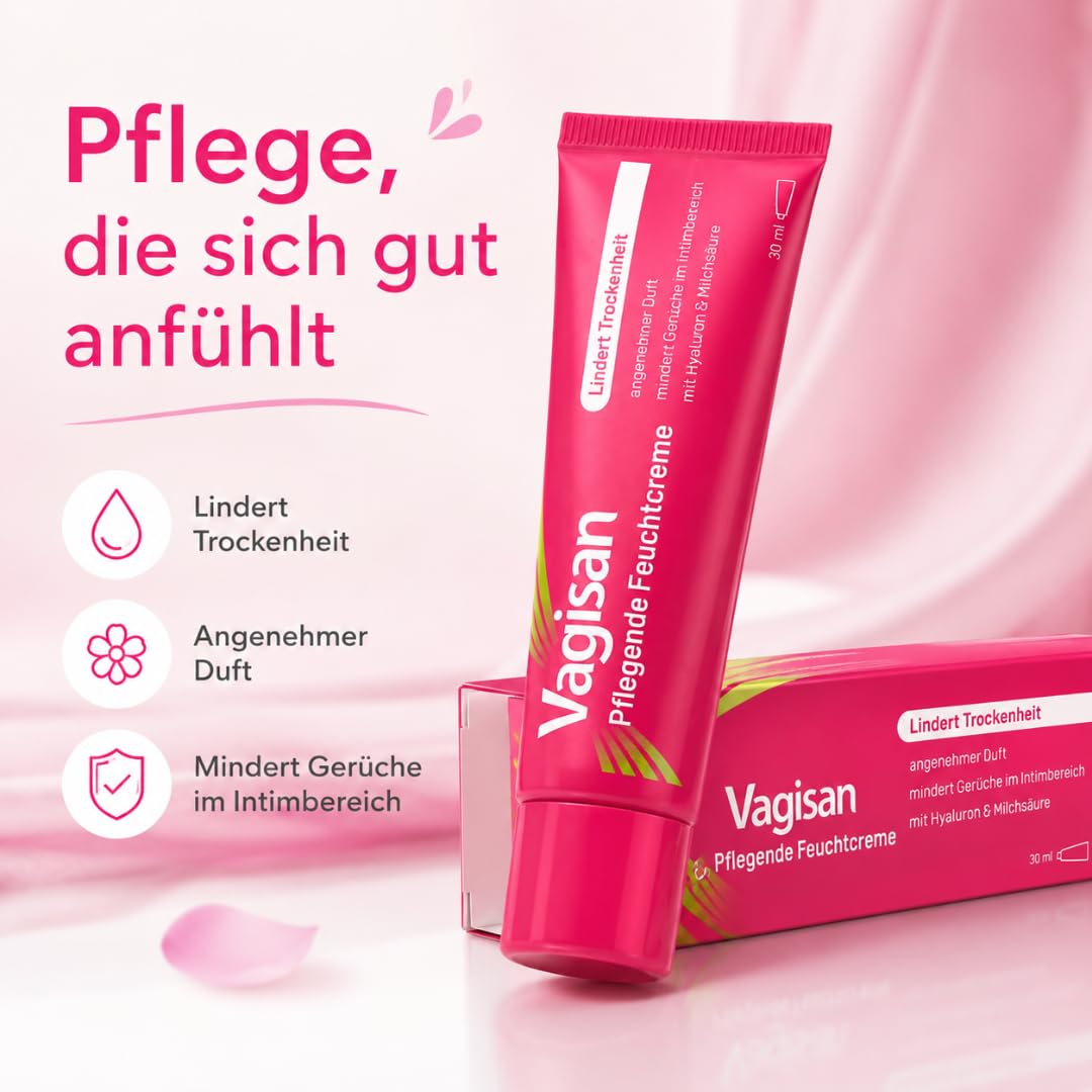 Vagisan Pflegende Feuchtcreme 30 ml, mit Pharma Perle Duschgel (3x) | Pflegende Intimcreme mit Hyaluron, Milchsäure, Squalan und Haferextrakt für die äußere Intimhaut