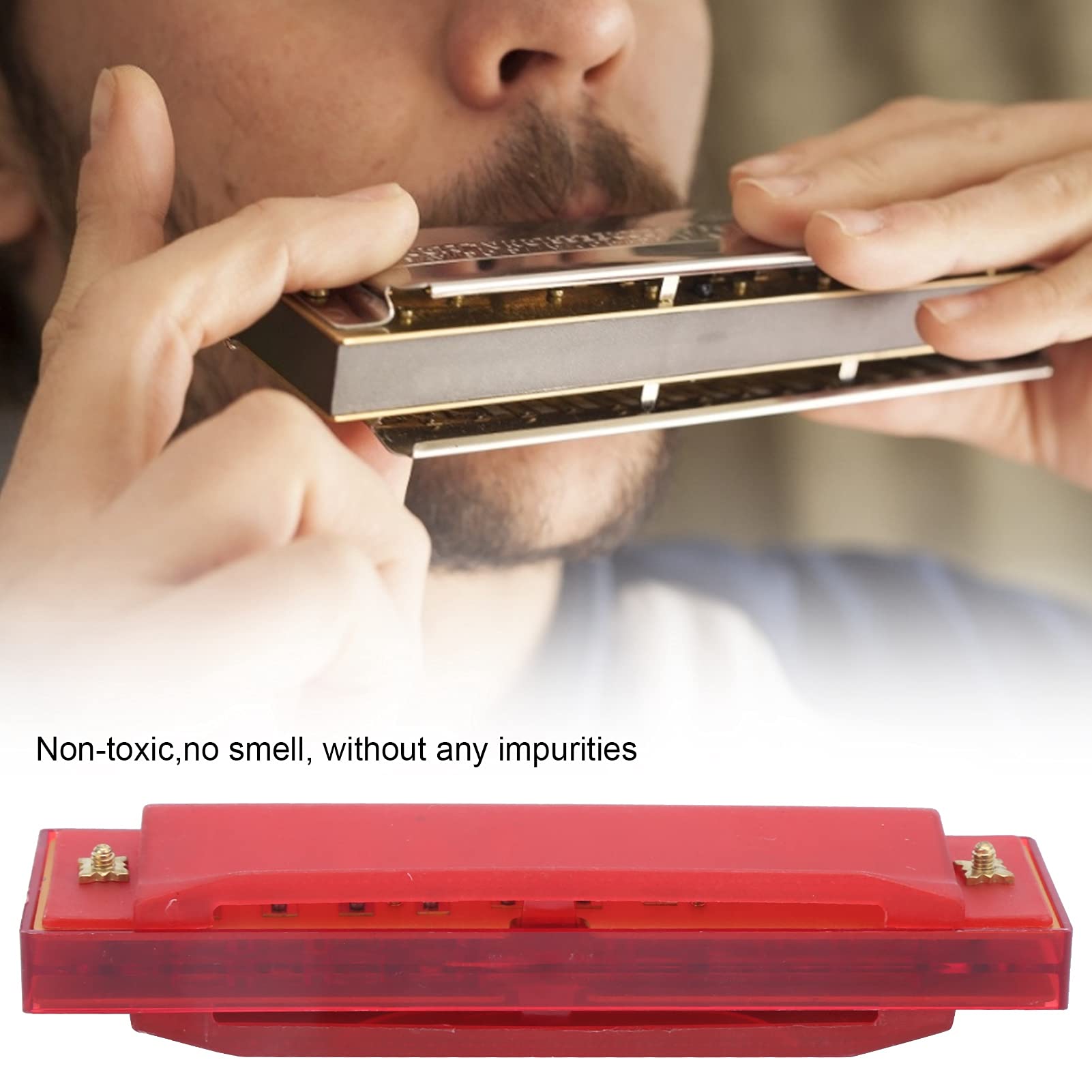 Harmonica for Kids, 10 Hole Harmonica Environmentally Friendly Plastic Elegant Design Plastic Harmonia for Beginners for Amateurs(Crimson) - Image 4