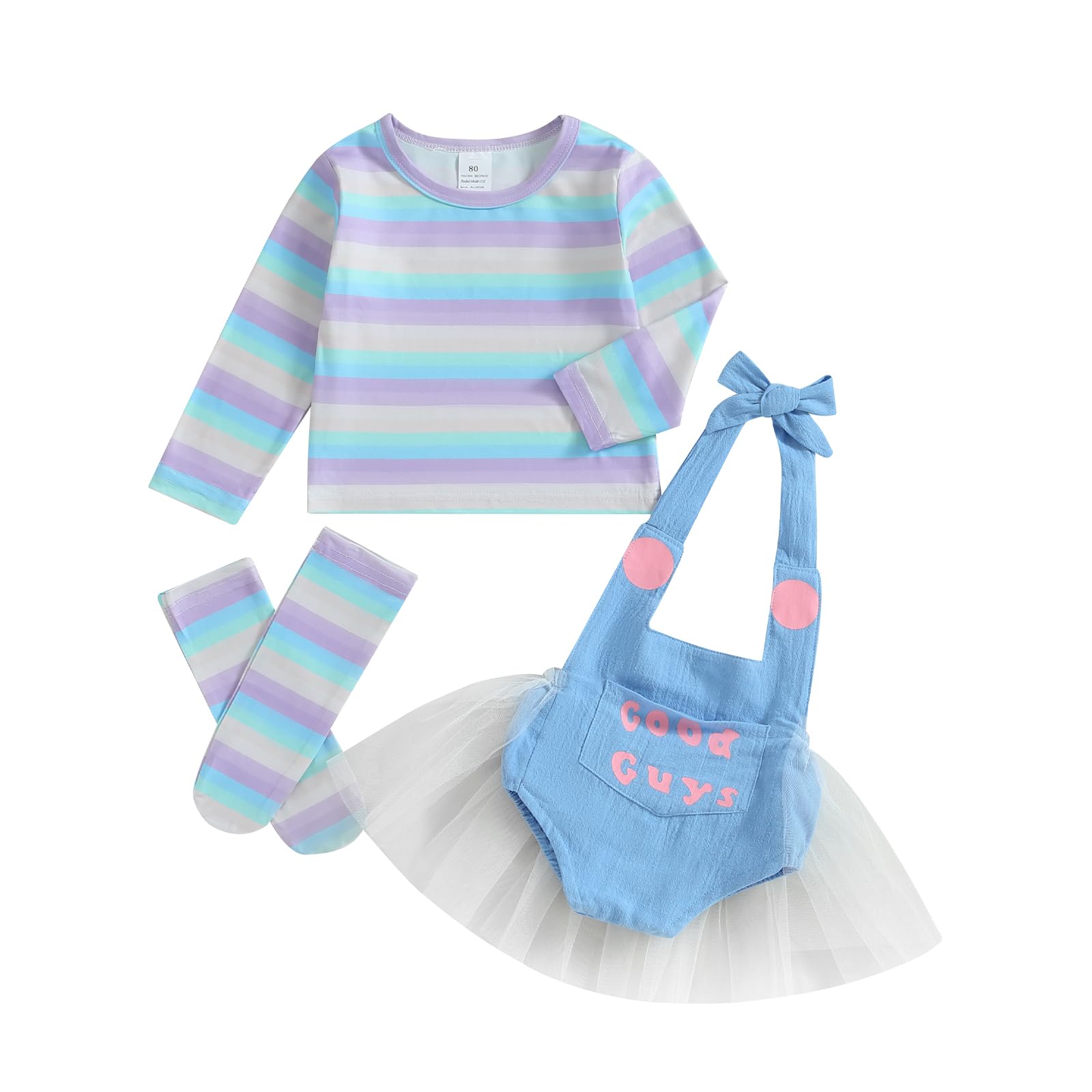 BABWWNIX Toddler Baby Girl Halloween Chucky Costume Halloween Cosplay Outfits (B-Pink Purple, 3-4T)
