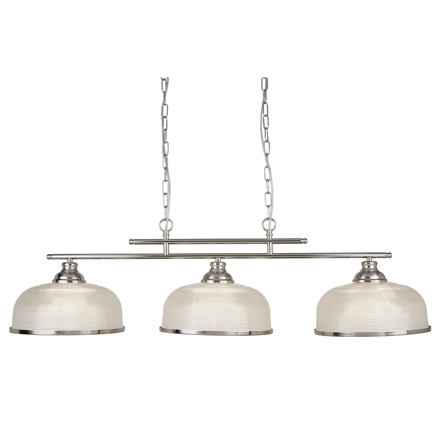 Searchlight Lighting Satin Silver Searchlight 3593-3Ss Bistro Ii Three Light Ceiling Bar Light In With Glass Shades