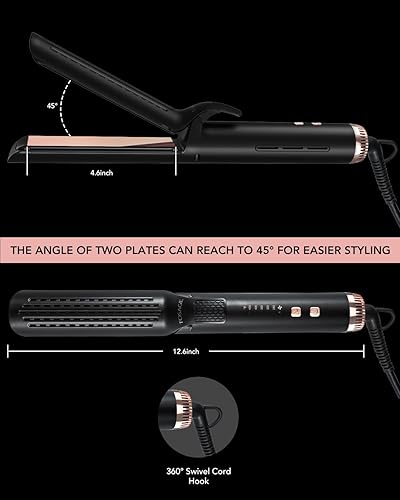 Miniatura 6 de TOSAGE Plancha de vapor para el cabello, alisador profesional de turmalina de cerámica con placas flotantes para peinar el cabello, alisador con