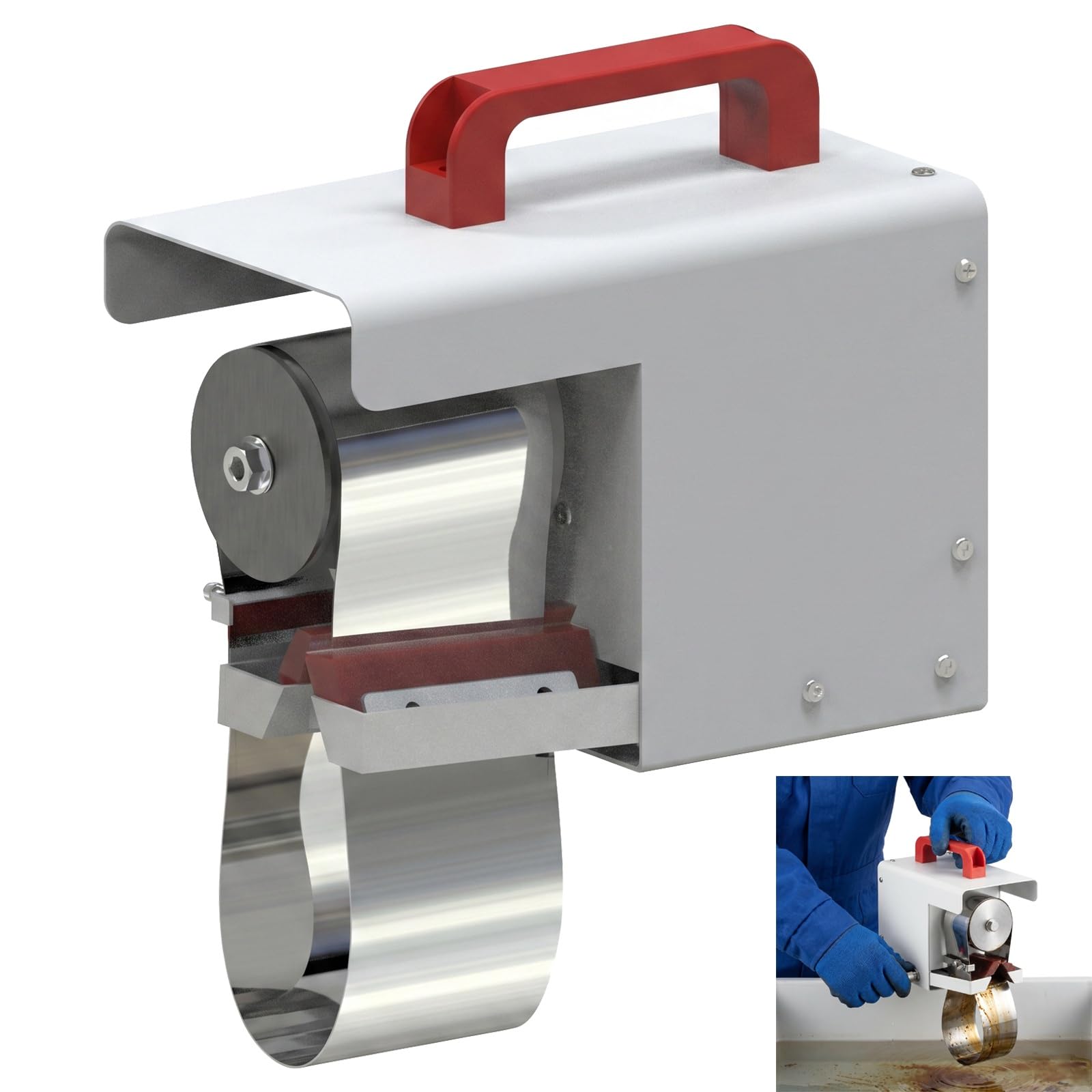 Przenośny skimmer oleju 15 l, 24 l, 35 l/h, stalowy zgarniacz taśmowy CNC z odtłuszczaczem i sterowaniem czasowym, separator oleju i wody, stal węglowa, do napraw samochodowych(20L/80mm)
