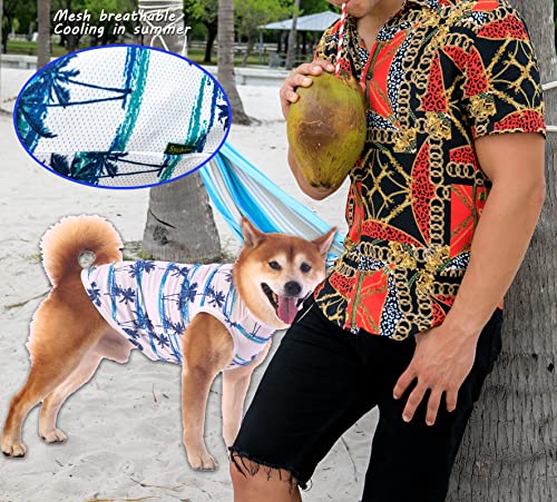 Sychien Hawaiian Dog Shirts,Quick Dry Summer Cooling Mesh Coconut Printing T-Shirt For Medium Dogs,Blue+Yellow M #TOP6