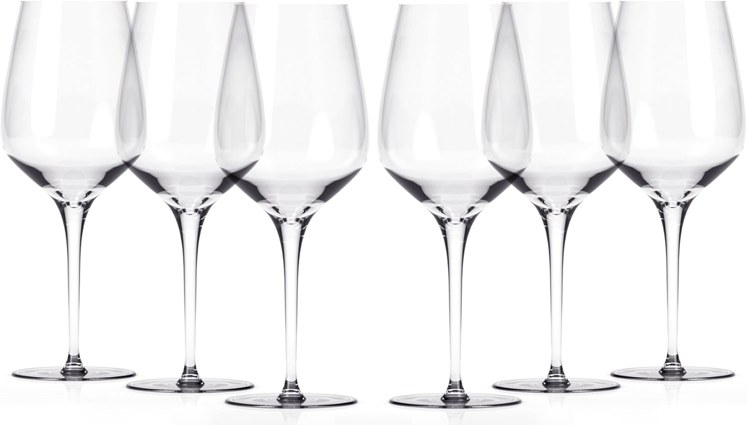 Miko Wine Glasses, Pure Lead Free Crystal, Wine Glass Set Of 6 (Burgundy)