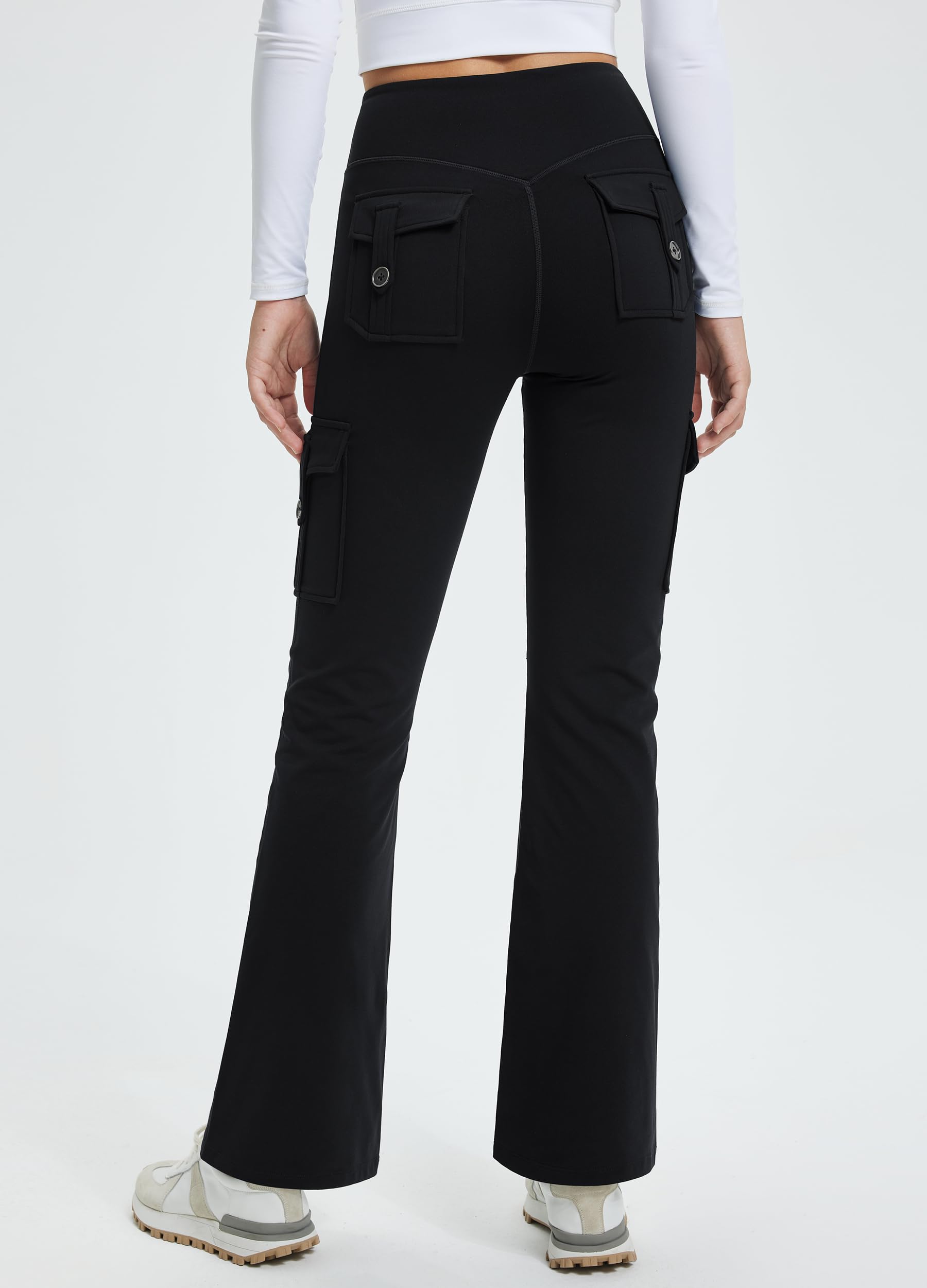 Libin Pantalones Cargo Térmicos Mujer Invierno Corte CampanaYoga Sports Leggings Impermeable Térmicos Senderismo Montaña Esquí Deportivos Trabajo Bootcut Chándal con Bolsillos
