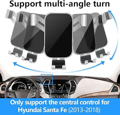 Miniatura 10 de LUNQIN Soporte para teléfono de coche para Hyundai Santa Fe 2019 2020 2021 2022 2023 SE SEL XRT Hybrid Big Phones con funda, accesorios para