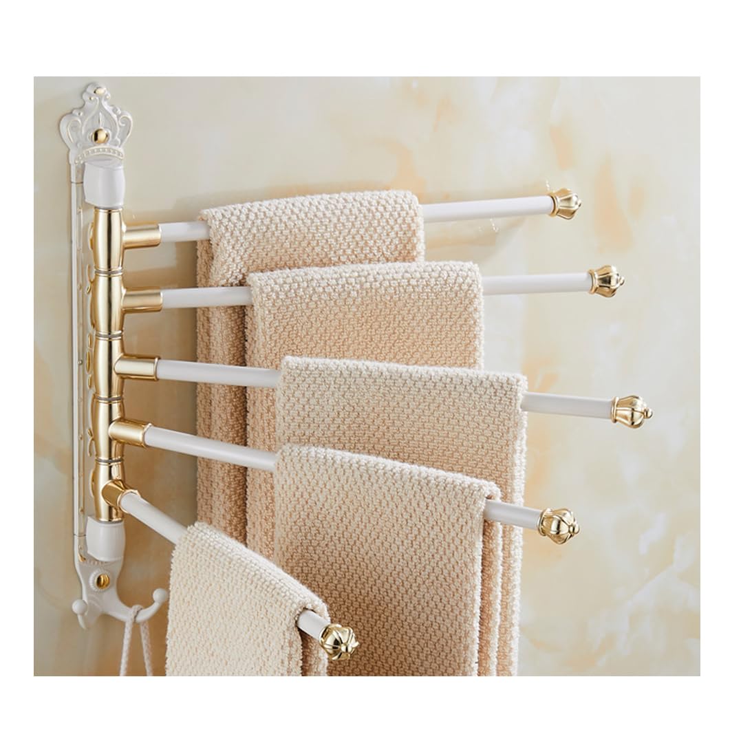 LMYSXAOZ Antique Swivel Towel Rack Bar With Hook for Bathroom, Wall Mounted Widen Folding Arm Swing Out Hanger Holder Space Saving Laundry, Kitchen, Outdoor 5bar