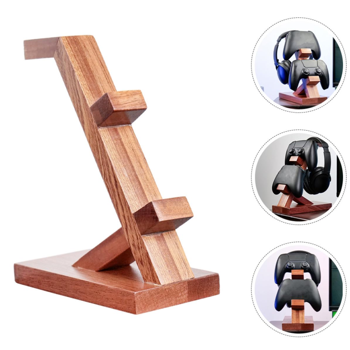 iplusmile Supporto per Controller da Gioco in Legno Color, Organizer per Controller e Cuffie, Design Semplice ed Elegante per Area Gaming e Spazio di Stoccaggio